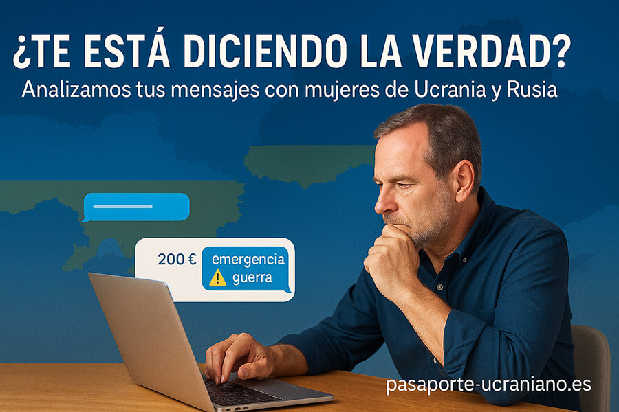 Análisis profesional de mensajes con una chica ucraniana para detectar mentiras y estafas románticas en citas online.
