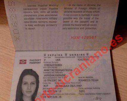 Pasaporte ucraniano falso utilizado en el caso de Anastasiia Sobol