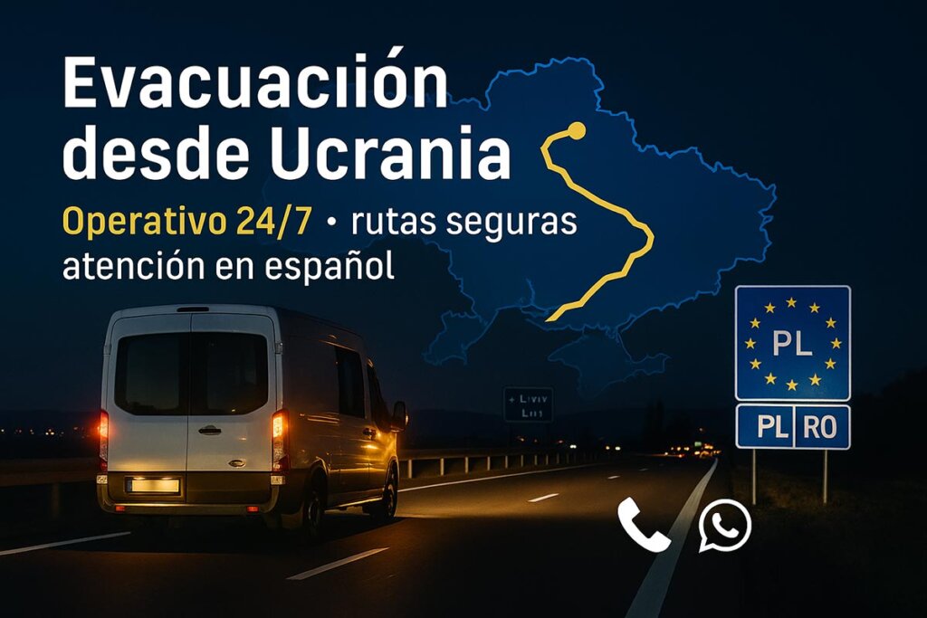 Operativo de evacuación desde Ucrania durante la guerra con asistencia 24/7 en español