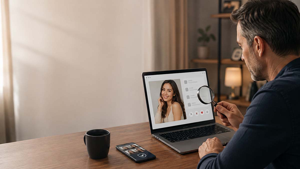 Verificación de perfil AnastasiaDate para comprobar la identidad de una mujer conocida por Internet