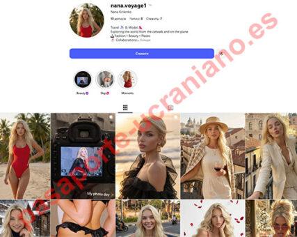 Captura del perfil de Instagram nanavoyage1 utilizado por Anastasiia Kirilenko
